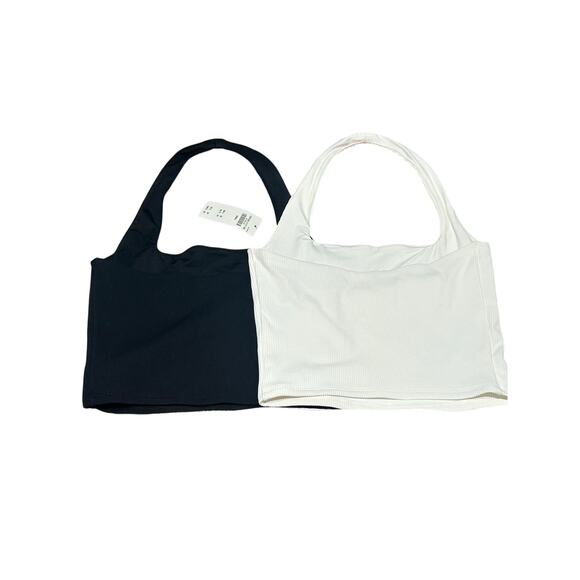 Bundle of 2 abercrombie & fitch halter tanks white/black 1 nwt 1 nwot small - Picture 1 of 6